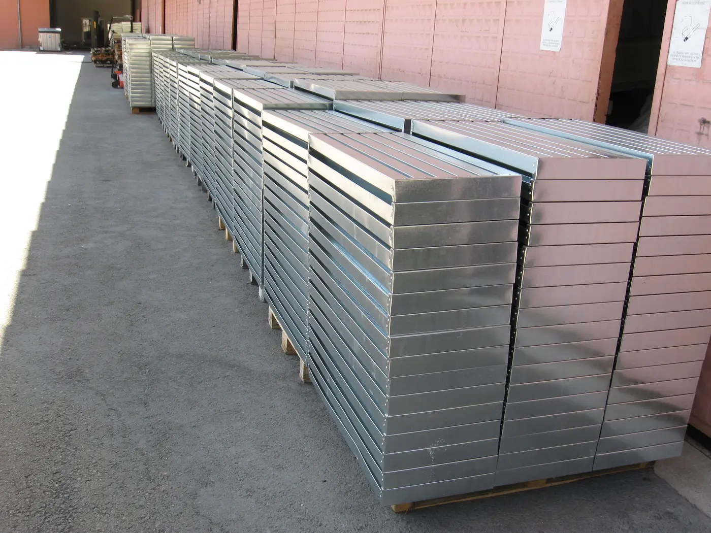 Pallets of finished core trays at the CORE TRAY 019 production facility